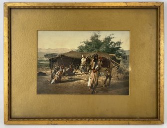 Bedouins And Their Tents, Holy Land, A Photochrome Print In Nice Gold Frame