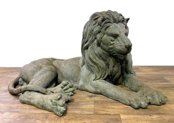 Monumental Bronze Lion Sculpture Great Patina