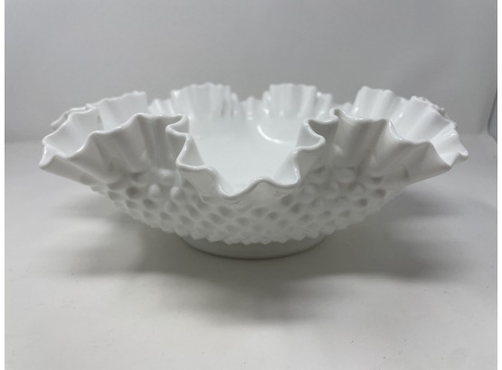 Large Milk Glass Hobnail Bowl - Fenton