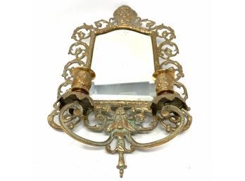 Ornate Vintage Brass Mirror Sconce