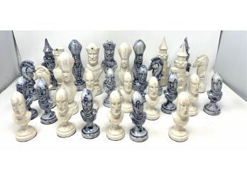 Unique Set Of Large Chess Pieces - Made In 1979 - Heavy
