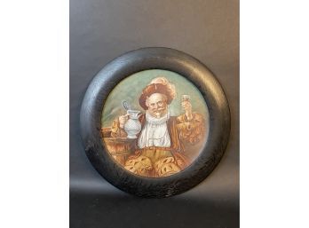 Antique Hand Painted Framed Plate - Signed