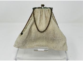 Antique Beaded Purse With Small Mirror - As Pictured