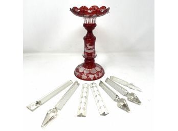 Bohemian Red To Clear Cut Glass With Crystals