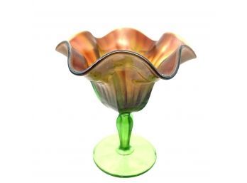Ruffled Pedestal Compote With Beautiful Color!
