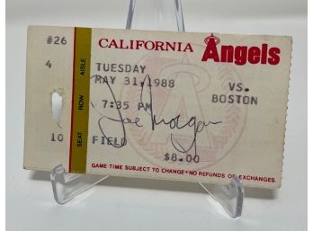 Joe Morgan Signed 1988 Ticket Stub