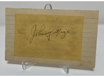 Johnny Mize Signed Note Card