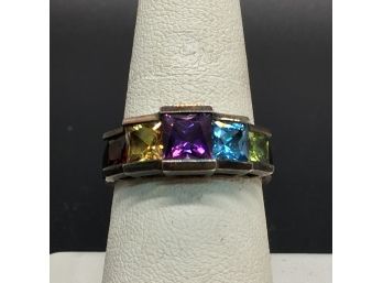 Rainbow Multiple Stone Sterling Ring