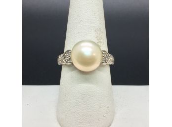 Pearl Marcasite Sterling Silver Ring