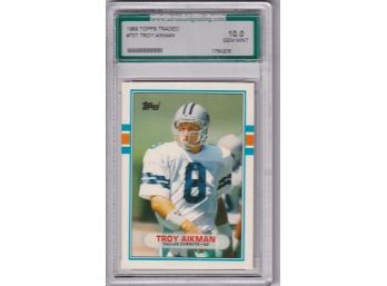 1989 Topps Traded Troy Aikman AGS Graded 10 Gem Mint