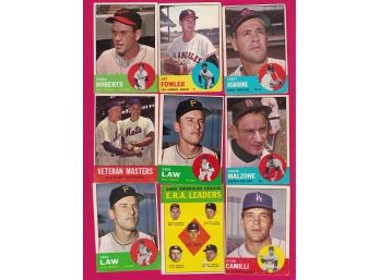 Lot Of 9 1963 Topps Baseball Cards