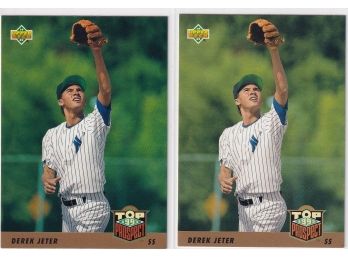 Two 1993 Upper Deck Derek Jeter Rookie Cards
