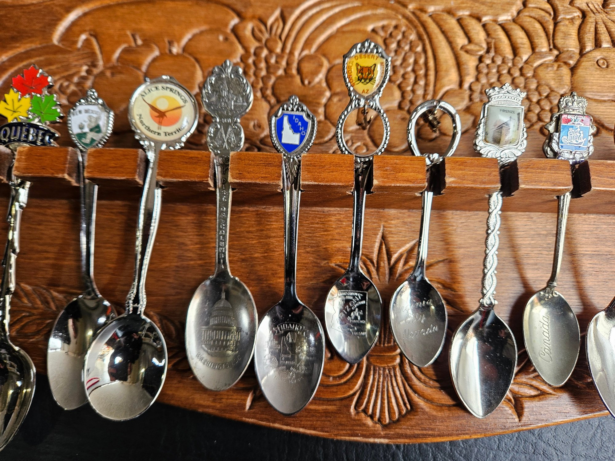Commemorative Spoon Racks L86 - Minatare Souvenir Spoons On Rack Lot #4 - 17.5x9