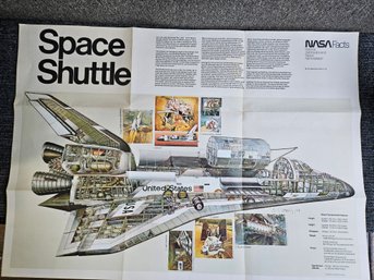 J96 - 1978 Space Shuttle Poster - Folded - Good Condition With Some Wear - 41.5' X 30'