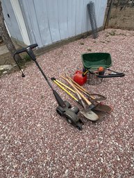 L13 Edger, Shovel, Spreader,gas Cans Etc.