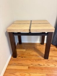 H45 Faux Granite And Wood Table 23x26x28'