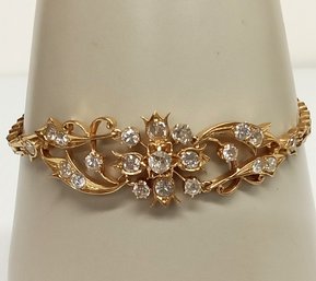 Vintage 14K Gold Bracelet With Diamonds ~ 13.6 Grams ~ Tested