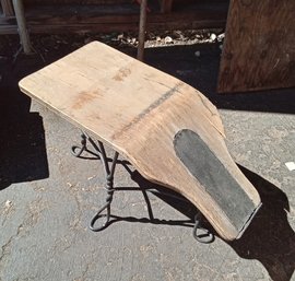 Antique Commercial Shoe Store Fitting Bench Wrought Iron Base