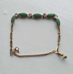 Antique 16K Gold Bracelet With Emeralds And Diamonds ~ Tested ~ 9 Grams