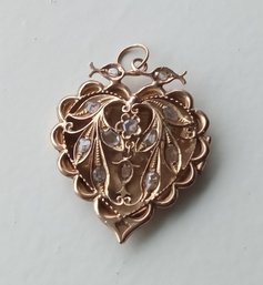 Vintage 16K Gold Pendant Locket With White Sapphires 7.1 Grams ~ TESTED