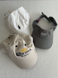 Lot Of 3 Hats: Polo Ralph Lauren, Vintage Corona Extra Beer & Ahead Steamboat Visor