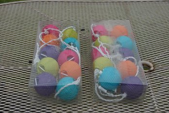 NIB - (2) Tested & Working Boxed Multicolor Paper Lantern String Lights  Bright Decorative Party Lighting.