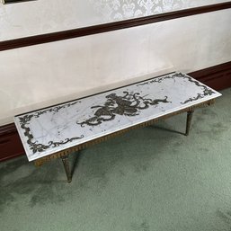 Etched Marble Top Low Table
