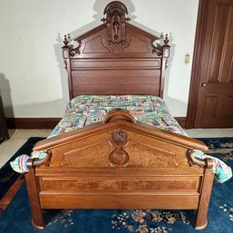 Victorian Renaissance Revival Carved Walnut Bed Frame