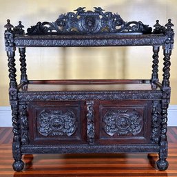Antique Oak Renaissance Revival Sideboard Buffet