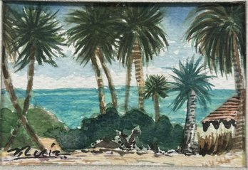 Signed Tropical Watercolor Painting