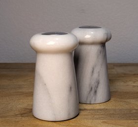 White Grey Marble Salt And Pepper Shaker Set 4' Tall