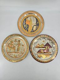Vintage Egyptian Metal Plates Are Decorative Wall Hangings, Crafted From A Mix Of Brass And Copper