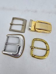 Assorted Belt Buckles Available In Various Metal Finishes Such As Brass, Silver, And Gold Tones
