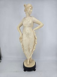 Vintage Alabaster Sculpture Of A Dancing Woman, Modeled After 'Dancer With Her Hands On Her Hips'