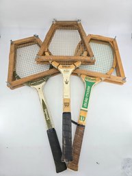 Collection Of Vintage Wooden Tennis Rackets - Three Total