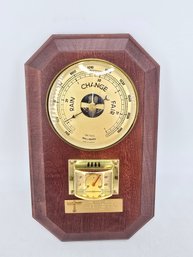 Boeing Commemorative, Vintage Wood-framed Wall Weather Station Featuring A Thermometer And Barometer