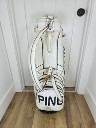 Vintage PING White And Black Faux Leather Golf Staff Bag