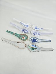 Lot Of 8 - Vintage - Wonton Soup / Rice Spoons - Variety Of Designs