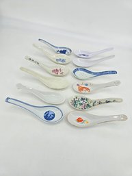 Lot Of 12 - Vintage - Wonton Soup / Rice Spoons - Variety Of Designs