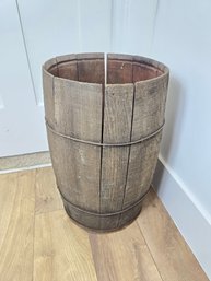 Vintage Or Antique Wooden Nail Keg With Metal Wire Bands
