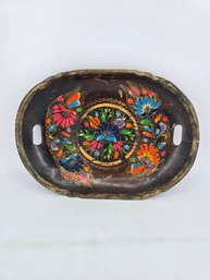Vintage Mexican Batea - Hand-painted - Carved - Folk Art Serving Tray
