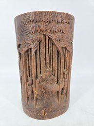 Bitong - Chinese - Hand-carved Bamboo Pot - Calligraphy Brush Holder