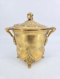 Vintage - Brass - Lidded - Ice Bucket Or Planter - Grapevine Motif