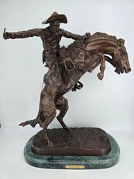 Bronze Replica Of Frederic Remington's Famous Sculpture - 'The Bronco Buster'
