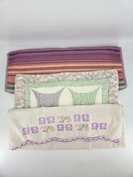 Lot Of Three - Vintage - Handmade -  Pillow Cases - Quilted / Embroidered