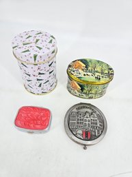 Lot Of Four - Trinket Boxes And Tins - Christmas / Winter / Red  Amsterdam