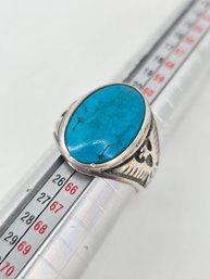 Vintage - Sterling .925 Silver - Ring - Turquoise - Eagle - Native American Style - Size 10.25