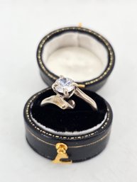 Women's - Sterling .925 Silver - Bypass Solitaire Engagement Ring - Size 8.75
