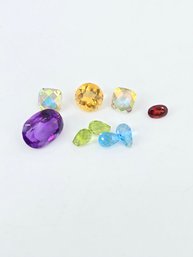Lot Of Mixed Faceted Gemstones - Amethyst / Citrine / Topaz  Peridot  Garnet  Aquamarine