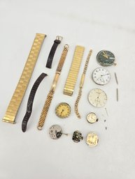 Lot Of Vintage Watch Faces, Parts, And Bands